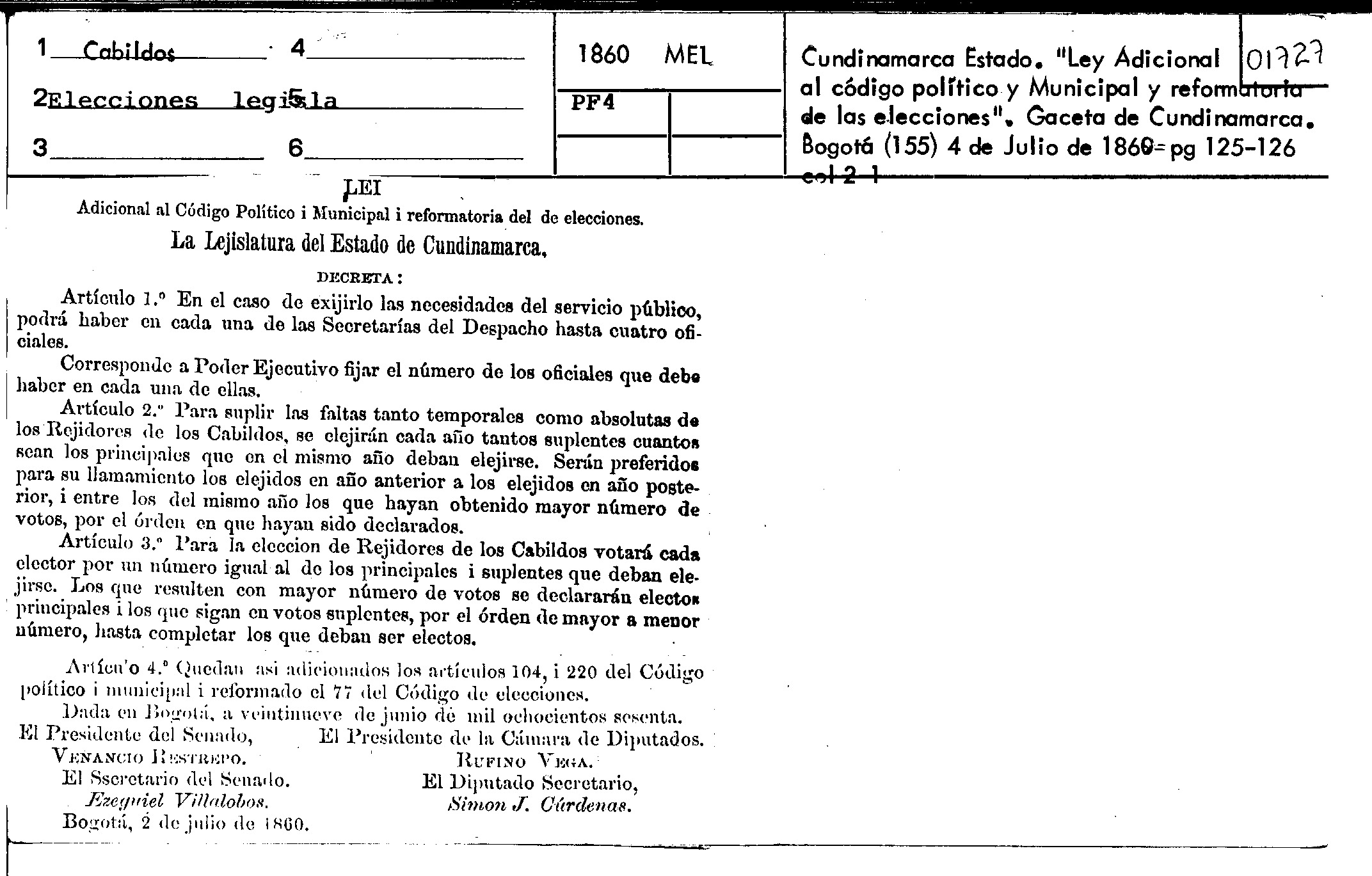 Ley Adicional Al Código Político Y Municipal Y Reformatoria De Las ...